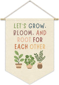 Boho Classroom Decor, Positive Affirmations Green Wall Decor Canvas Banner, Greenery Plant Classroom Lets Grow Bloom And Root For Each Other, Nature Education Wall Art Hanging Pennant Flag