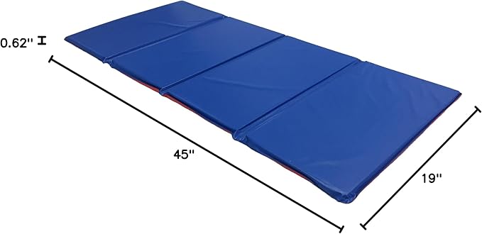 KinderMat, 5/8" Thick, 4-Section Rest Mat, 45" x 19" x 5/8", Red/Blue, Great for School, Daycare, Travel, and Home, Made in The USA