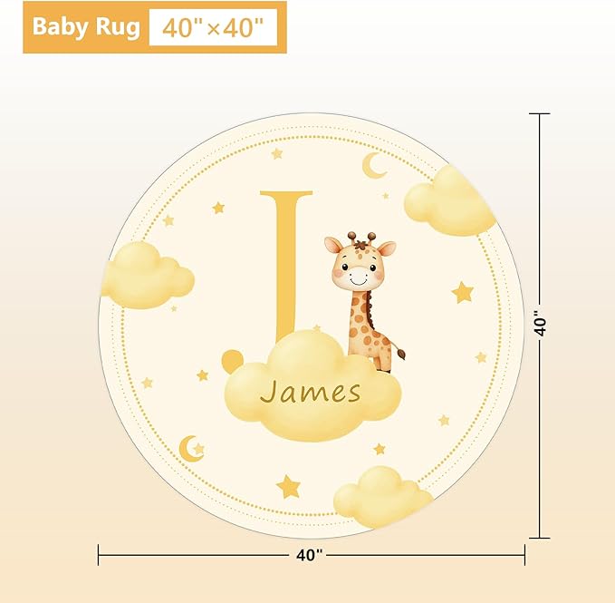 Custom Baby Bedding Set, 5 Pcs Personalized Name Baby Crib Sets for Infant Toddler Newborn, Yellow Giraffe Nursery Bedding Set for Girls Boys, Double Layer Crib Bedding Sets Customized Gifts