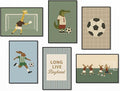 Soccer Posters, Nursery Animal Sports Posters, Long Live Boyhood Inspirational Quote Print, Football Athletes Giraffe Rabbit Crocodile Pictures, Boys Bedroom Sports Artwork 12x16in Wrapped Canvas