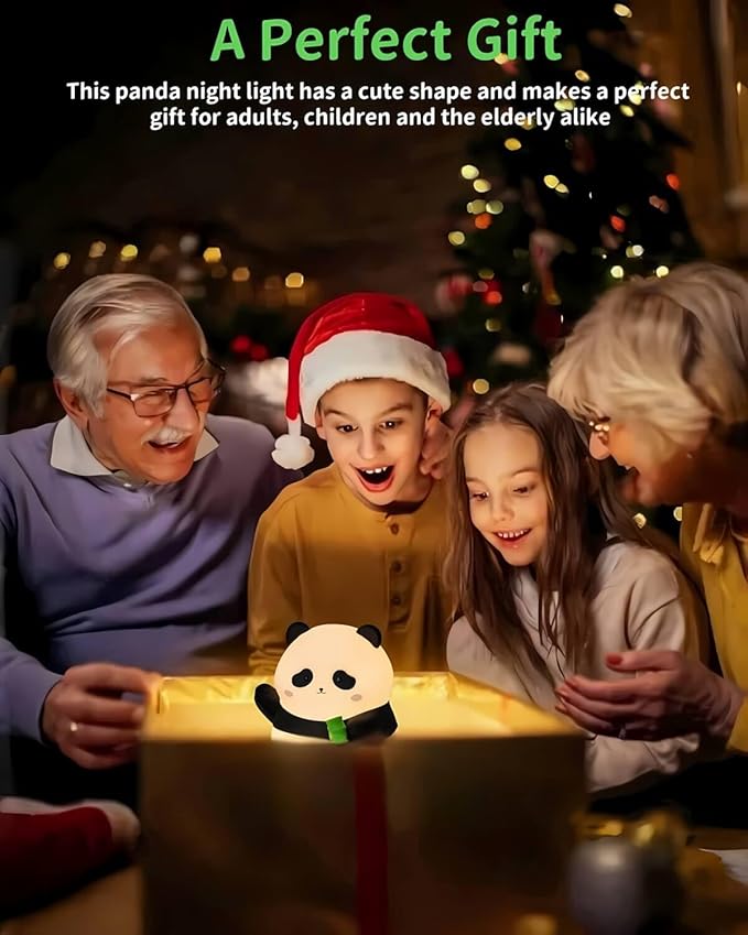 Panda Night Light, Cute Panda Lamp, Rechargeable Dimmable Silicone Nightlight with Timer, Squishy LED Animal Night Lamp, Kawaii Room Desk Decor Baby Night Light for Bedroom Kids Room