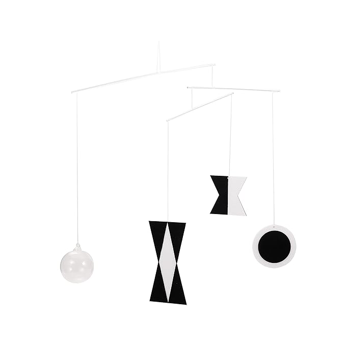 Montessori Munari Mobile Visual Mobiles Black White Felt Handmade Shape and Color Recognition