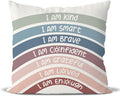 QIYUHOY Boho Rainbow Classroom Throw Pillow Covers, Book Center Calming Corner Playroom Decor Pillow Case, Rrimson Pillow Cover, I Am Kind Smart Brave Confidence 22x22 Inch Pillowcase(Crimson)