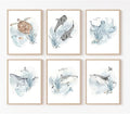 Wodkwq Nursery Wall Art Sea Animal Canvas Prints Baby Girl Boy Room Decor Watercolor Paintings Pictures Cute Ocean Theme Toddler Room Decoration Set of 6 for Kids Bedroom Bathroom 8x10in Unframed