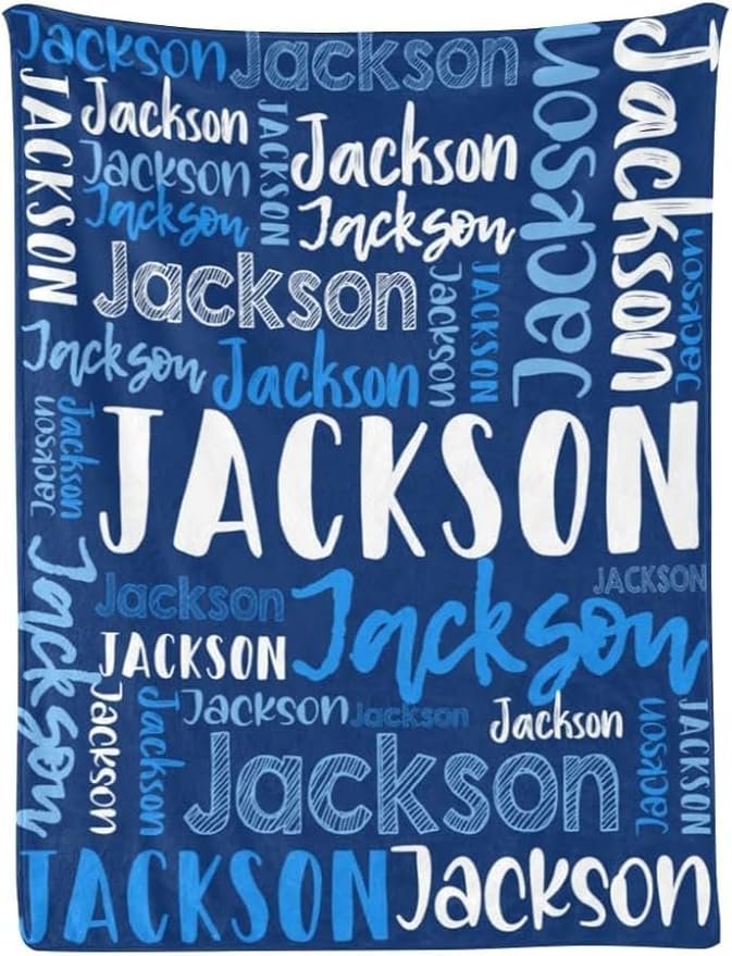 Dr.TOUGH Personalized Blankets with Name Customized Baby Blankets for Girls Boys Adults Monogrammed Blankets and Throws Christmas Birthday Mothers Fathers Valentines Day Gift (Blue, 40''×50'')