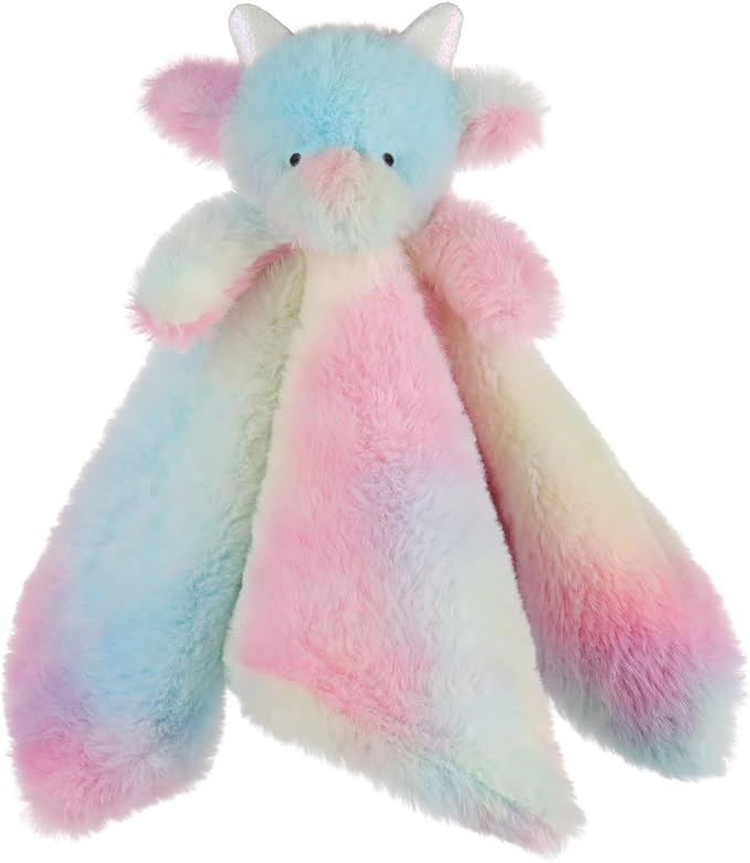 Apricot Lamb Stuffed Animals Colorful Dragon Blanket Infant Nursery Character Blanket Luxury Snuggler Plush Baby Lovey 13.8 Inches