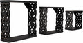 JFY Designs Marina Carved Floating Wall Shelves for Bedroom, Living Room, Bathroom & Kitchen | Wall Mount Display Wall Shelf | Cube Storage – Wood Set of 3 14"x14", 12"x12", 10"x10" | Black
