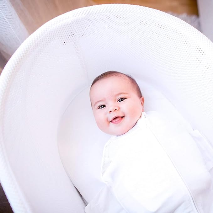 Happiest Baby SNOO Sleep Sack - 100% Organic Cotton Baby Swaddle Blanket - Doctor Designed Promotes Healthy Hip Development (White, X-Large)