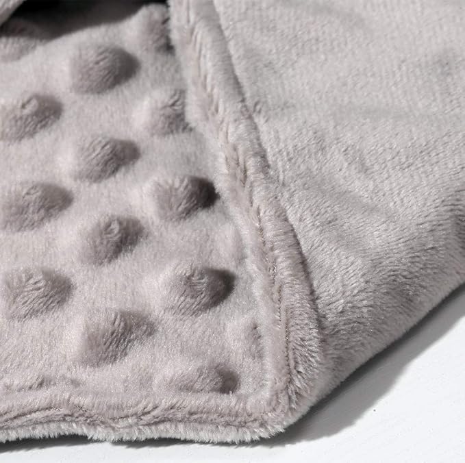 CREVENT Cozy Plush Baby Security Blanket Loveys for Baby Boys and Girls, Minky Dot Front + Sherpa Backing with Animal Face (Grey Elephant)