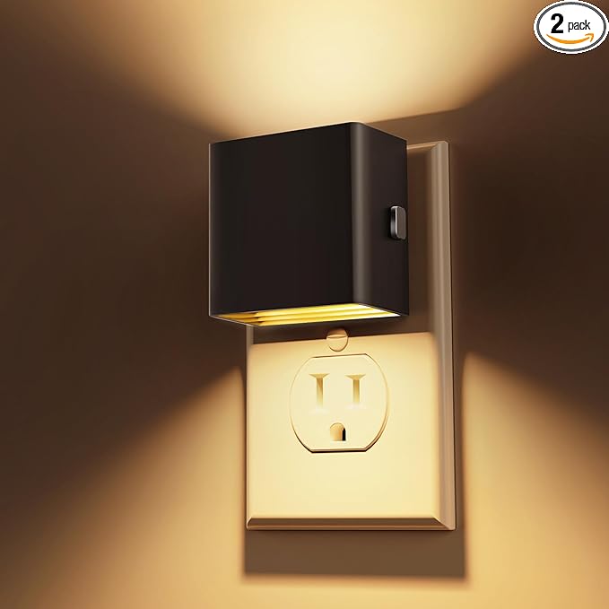 L LOHAS LED Night Light,[2-Pack] Night Lights Plug into Wall with Dusk to Dawn Sensor,Brightness Adjustable,3000K Soft White,Plug in Nightlight for Adults Bathroom Hallway Kitchen