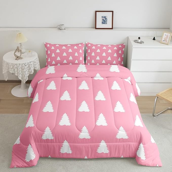 Feelyou Christmas Trees Bedding Set for Kids Boys Girls Queen Size Holiday Decor Comforter Set Ultra Soft Winter Comforter Xmas Duvet Quilt Bedroom Decor Christmas Decorations Quilt