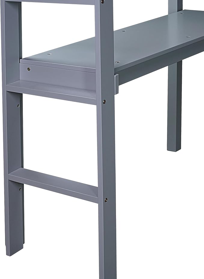 Bellemave Twin Loft Bed with Desk,Loft Bed for Kids, Boys, Girls,Wooden Loft Be Frame with Desk and Ladder, Gray