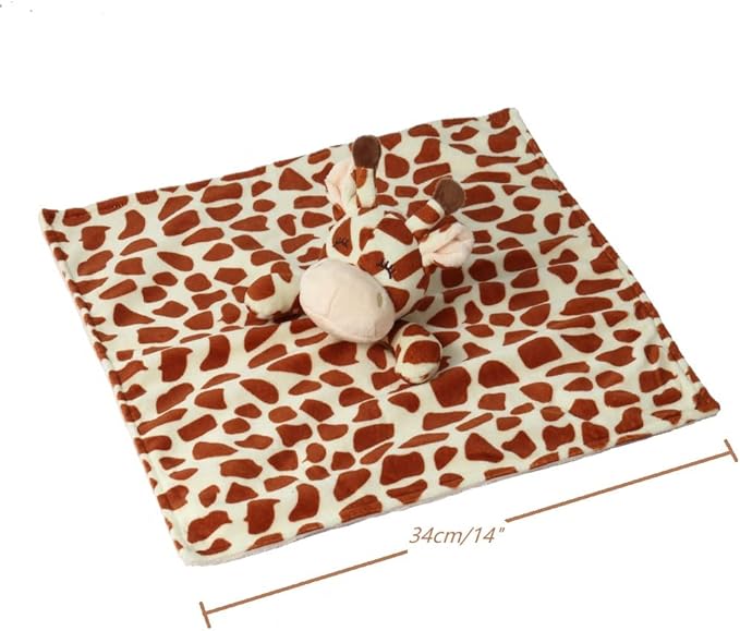 CREVENT Cozy Plush Baby Security Blanket, Loveys for Baby Girls and Boys, Birthday (Giraffe + Sloth)