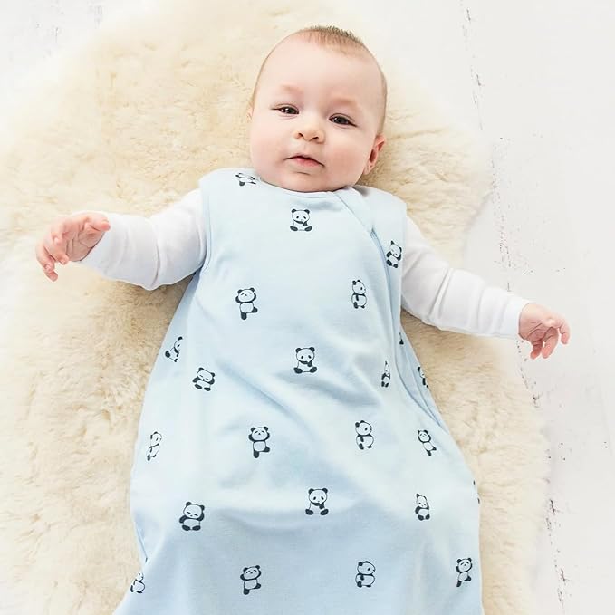 Woolino Merino Wool and Organic Cotton Baby Sleep Bag - 4 Season Classic Sleep Sack - Two-Way Zipper Sleeping Bag for Toddler - 18-36 Months - Panda