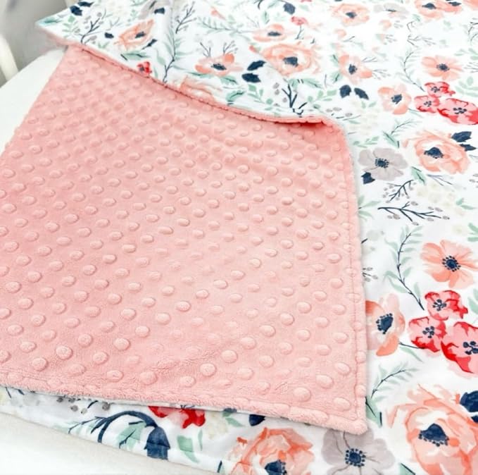 Baby Double Layer Soft Plush Minky Blanket With Dotted Backing for Boys Girls - Toddler Newborn Shower Gift (Blossom, 30 X 40 Inch)