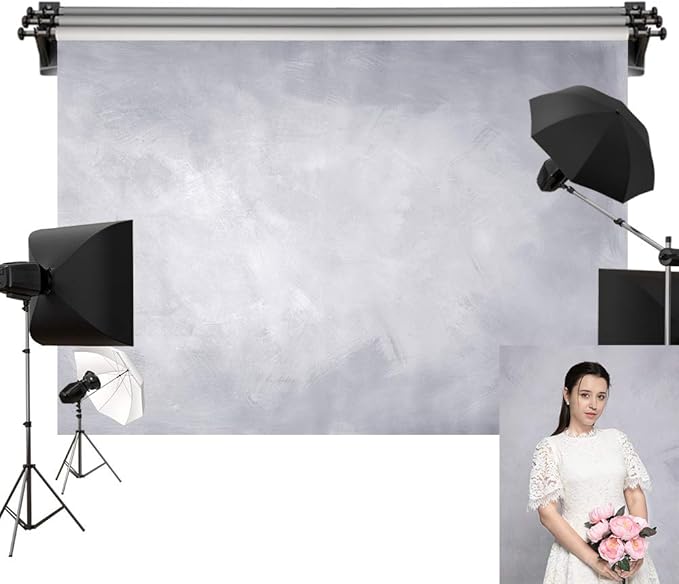 Kate 7x5ft/2.2m(W) x1.5m(H) Light Grey Background Light Purple Backdrop Retro Textured Abstract Photography Props Studio Digital Printed Backdrop