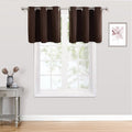 ChrisDowa Small Kitchen Valances for Windows - Grommet Short Thermal Insulated Room Darkening Window Valances Curtains for Living Room (2 Panels, Brown, 52 x 18 Inch)