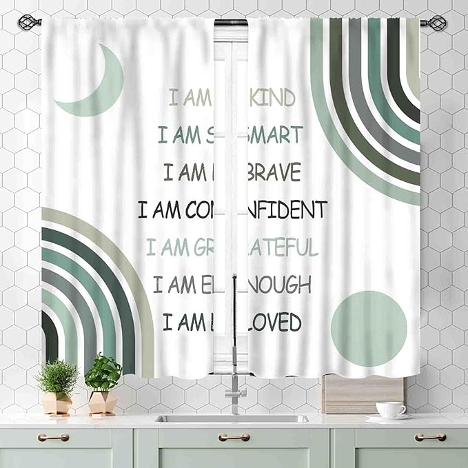Colorful Curtains for Girls Bedroom, Watercolor Rainbow Cartoon Abstract Circle Polka Dots Splashes Cute Window Drapery for Kids Boys Girls Classroom Living Room Nursery Bathroom, 55x39 Inch