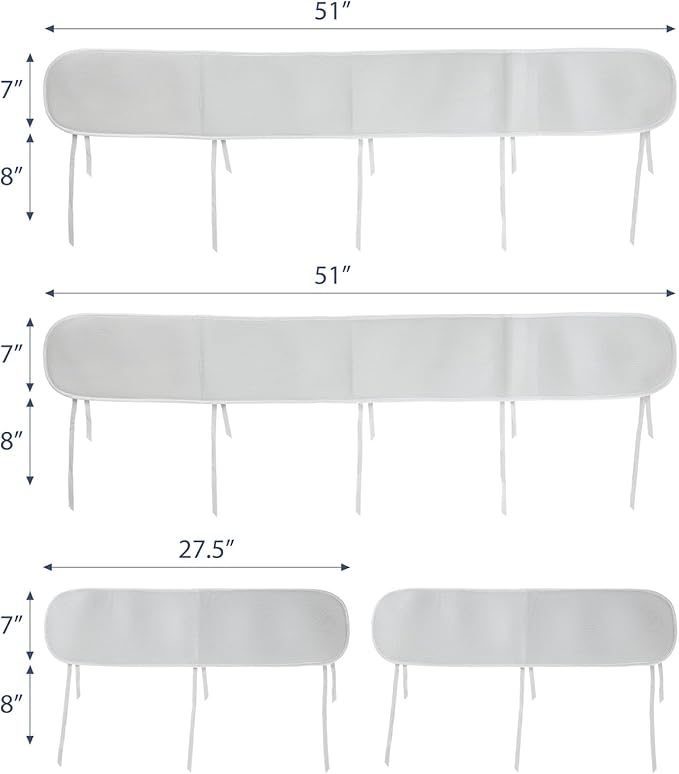 Mesh Sets Toddlers' Bed Rail Bumpers Protecter - Children's Bed Guardrail Padding - Anti-Collision |- Easy InstallEnhanced Safety Mostly Fit (4pc-Gray)