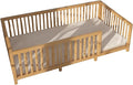 Montessori Floor Bed Designed with Open Front for Girls and Boys | Pine Wood Natural Solid Frame Beds Footed Model with Slats | Sturdy Designed Floor Bed Frame for Kids (Full, Height : 23 Inches)