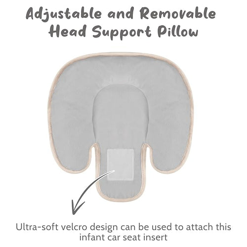 2 in 1 Infant Car Seat Insert Head and Body Support Set, Reversible Newborn Insert for Carseat with 3 Extra Strap Paddings, Soft Stroller Cushion Pillow Insert Girls, Fits for Stroller, Swing, Grey