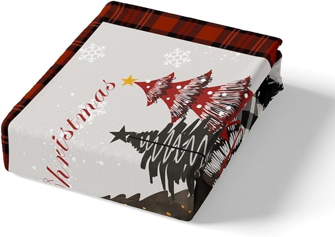 Merry Christmas Duvet Cover Set King Size,Xmas Tree Winter Snowflake Cabin Rustic Bedding Set,Boys Girls Room Decor,Geometric Grids Patch Comforter Cover,Grey Quilt Cover,2 Pillowcases,No Comforter