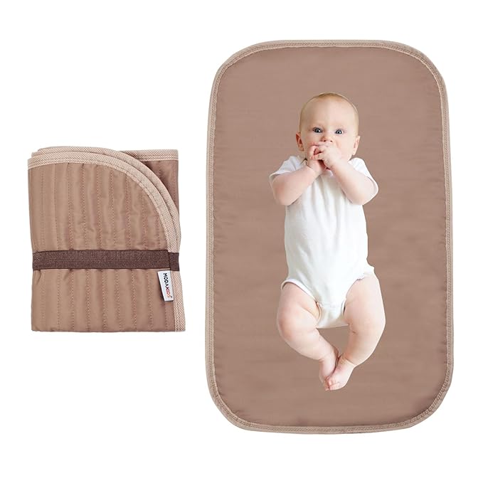 Portable Diaper Changing Pad-Quilted Thicker Waterproof Changing Pad-Change Pad Liner Bed Pad Play Mat-Travel Diaper Changing Pad (Coffee)