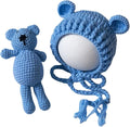 Zeroest Newborn Baby Boy Girl Photography Props Bear Hat Outfits Crochet Kint Handmade Cap Set for Newborn Photo Shoot