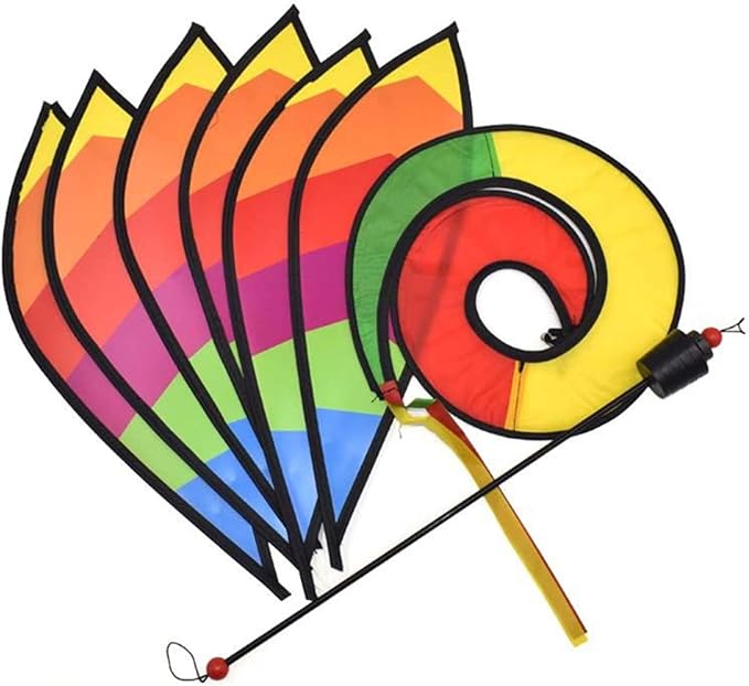 Syhonic 3Pcs Rainbow Windsock Hot Air Balloons Wind Spinner - Outdoor Whirligig Toy Garden Lwan Yard Home Decoration Ornament - Colorful Kinetic Hanging Decoration