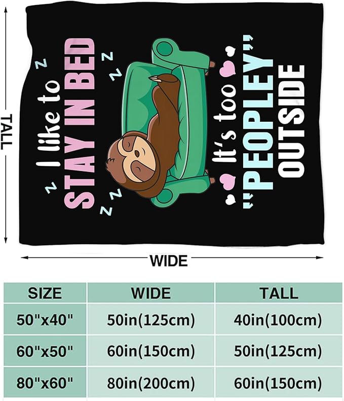 Funny Sloth Throw Blanket Sloth Gifts for Girls Boys Women Men Kids Adults Soft Flannel Fleece Blanket for Couch Sofa Bed Home Decor 40"x50"