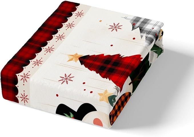 Manfei Snowman Duvet Cover Set Twin Size, Xmas Leopard Plaid Trees Snowflake Comforter Cover with 1 Pillowcase, Christmas Theme Bedding Set 2pcs for Kids Girl New Year Bedspread Cover,No Comforter