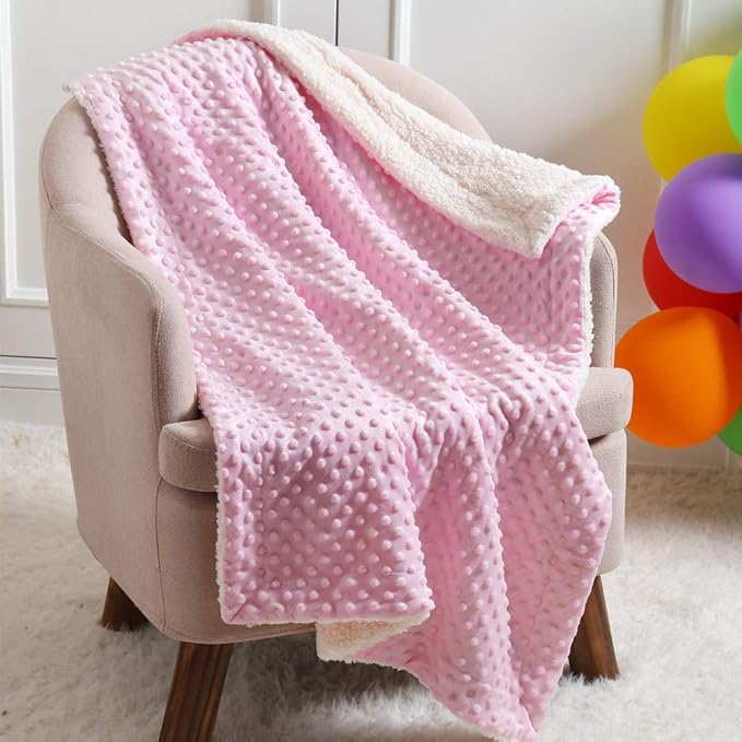 CREVENT Soft Cozy Baby Blankets for Boys Girls + Security Blanket, Set with A Gift Bag Newborn Essentials (Pink)