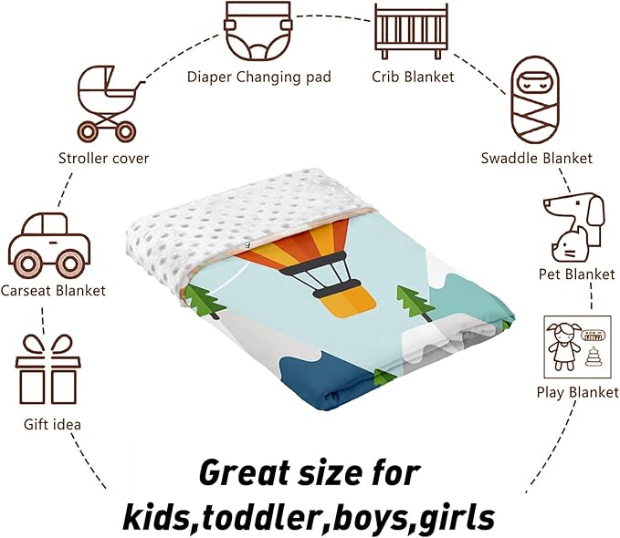 Personalized Baby Crib Bedding Set, Custom Name Hot Air Balloon Pattern Nursery Bedding Set 3 Pcs, Baby Blanket Fitted Crib Sheet Changing Pad Cover, Personalized Nursery Decor Gift for Newborns Boys