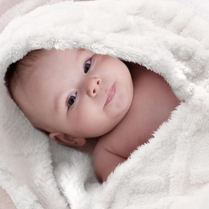 VitalCozy 4 Pcs Soft Fleece Baby Blankets Set 30" x 40" 3D Plush Warm Nursery Swaddling Bed Blanket Little Boys Girls Infant Toddlers and Newborn Receiving Gifts Blankets(Khaki Set)