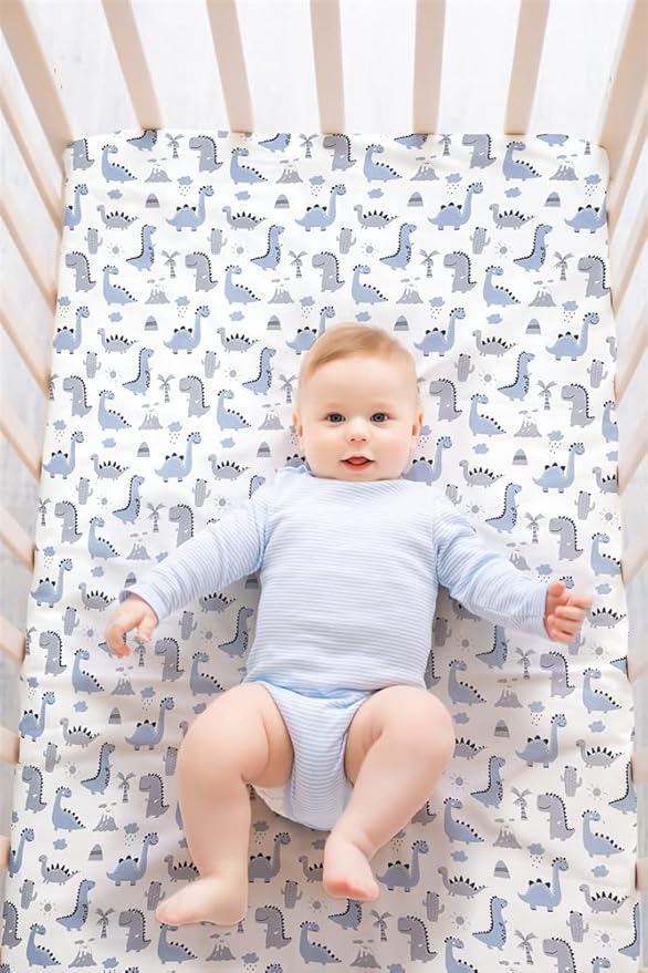 4 Pack Soft Baby Boy Crib Sheets for Standard Crib Mattress Dinosaur Star Cloud Soft Neutral Unisex Fitted Crib Sheets Set for Baby Boys