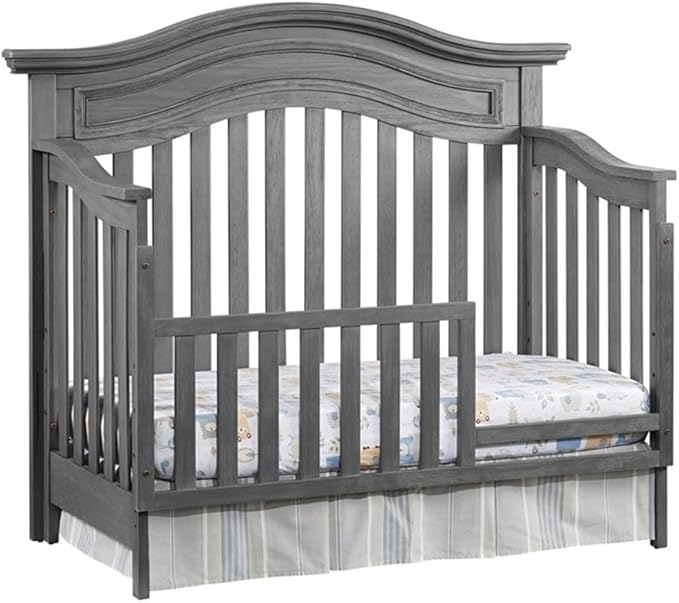 Pemberly Row Modern Wood 4 in 1 Convertible Crib in Graphite Gray