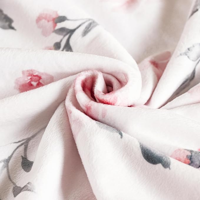 david's kids Micro Fleece Minky Baby Blanket for Girls with Double Layer and Soothing Raised Dots, Breathable and Soft Lightweight Receiving Blanket for Newborns, 50x60 Inches, Floral Flowers
