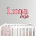 Personalized Nursery Name Sign, Custom Wooden Name Sign with Flowers, 3D Layered Wood Wall Decor for Baby Girl Room, Boho Floral Kids Room Name Plaque, 2 Layer /3