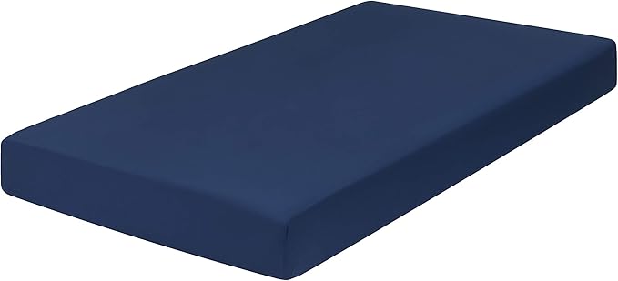 EVERYDAY KIDS 4 Pc Crib Bedding for Boys Nursery Set Includes Baby Bed Quilt, Fitted Sheet, Dust Ruffle and Diaper Stacker- Nursery Bedding Set - Baby Crib Bedding Set in Navy