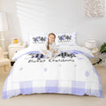 Manfei Xmas Trees Duvet Cover Set Twin Size, Blue Plaid Grid Snowflake Bedding Set for Kids Girls Boys Room Decor, Christmas Theme Comforter Cover New Year Quilt Cover with 1 Pillowcase, No Comforter