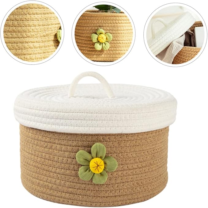 Unomor Round Woven Storage Basket Moses Basket Modern Style Storage Bin for Clothes