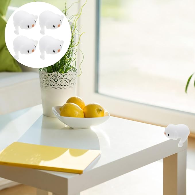 4pcs Safety Corner Protectors with Adorable Puppy Design Scratch-Resistant Silicone Furniture Guards for Table Edge Proofing White Cushions for Home and Nursery