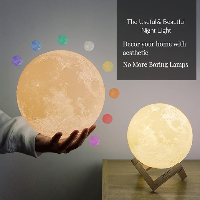 Moon Lamp, Moon Light, Moon Decorations, Cool Lamp, Moon Lamps for Adults, Decor for Boys, Thanksgiving, Christmas, 4.7 Inch, 16 Color Led
