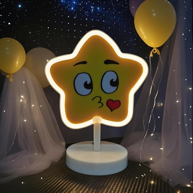 Warm White Star Light Up Sign USB/Battery, with Switch Button Control Children's Learning Light Star Neon Night Light Boys' Galaxy Bedroom Decoration Astronaut Gift for Boys