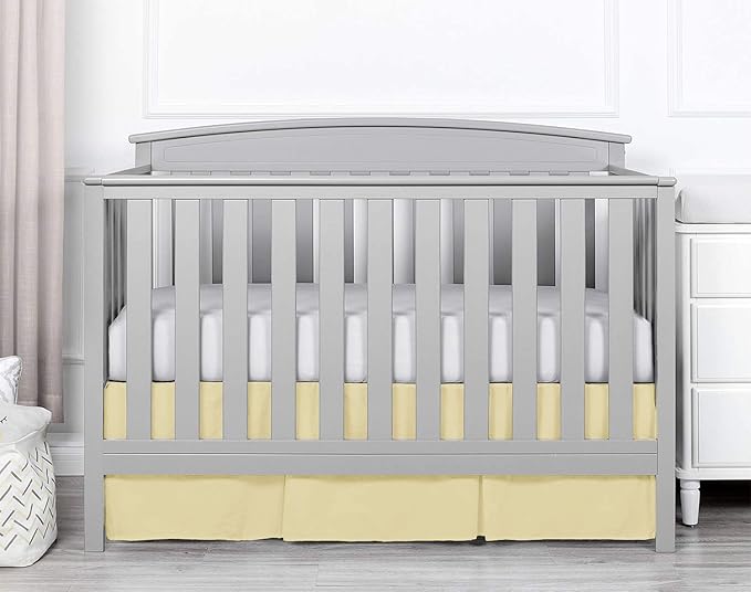 Box Pleated Crib Bed Skirt Premium 100% Cotton 800 Thread Count Nursery Crib Toddler Bedding Crib Bedskirt for Baby Boys or Baby Girls, (28" x 52") + 16" Drop Lenght - Ivory Solid