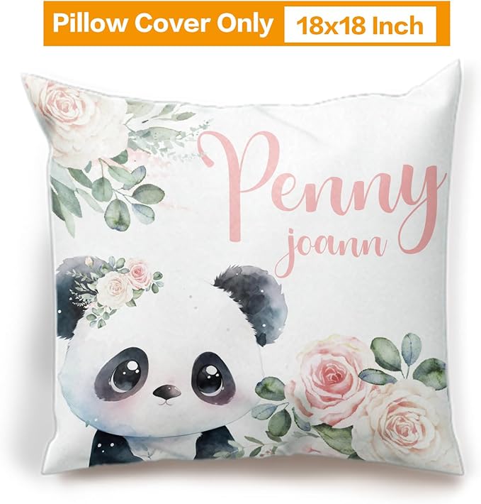 Custom Crib Bedding Set - Panda Design Personalized Name Baby Nursery Bedding 3 Pcs Set - Chic Soft Blanket, Sheet, Pillowcase for Newborns Boys Girls Gifts Color14