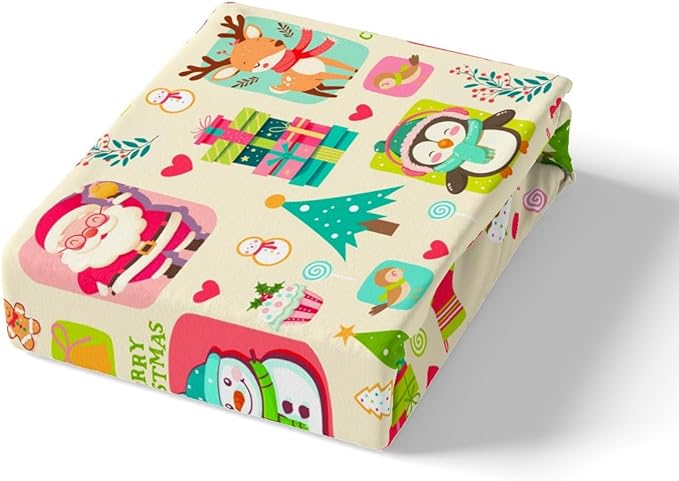 Christmas Comforter Cover Cartoon Santa Claus Snowman Flower Bedding Set Cute Penguin Deer Duvet Cover for Children Boys Girls Microfiber Gift Boxes Bedspread Cover Room Decor Bedclothes Twin Size