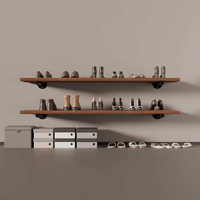 IEO Floating Shelves for Wall Shelf 48 inches X 11.8" Extra Width Long Farmhouse Bathroom Decor Bedroom Kitchen Shelves Living Room Wall Mounted Set of 2, Rustic Brown