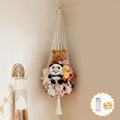 Stuffed Animal Hammock Corner Net with LED Light Plushies Storage Hammock for Stuffed Animals Boho Room Decor Macrame Wall Decor