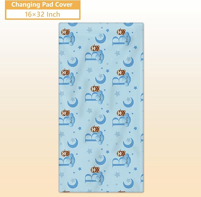 Personalized Baby Bedding Set, 5 Pcs Custom Baby Crib Sets with Name, Toddler Bedding Set for Baby Girls Boys, Blue Sloth Double Layer Nursery Bedding Set, Customized Gifts for Infants Kids